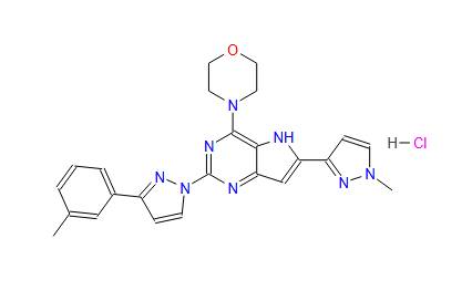 5H-Pyrrolo[3,2-d]pyrimidine, 2-[3-(3-methylphenyl)-1H-pyrazol-1-yl]-6-(1-methyl-1H-pyrazol-3-yl)-4-(4-morpholinyl)-, hydrochloride (1:1)