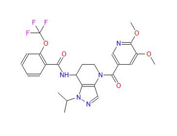 Benzamide, N-[4-[(5,6-dimethoxy-3-pyridinyl)carbonyl]-4,5,6,7-tetrahydro-1-(1-methylethyl)-1H-pyrazolo[4,3-b]pyridin-7-yl]-2-(trifluoromethoxy)-